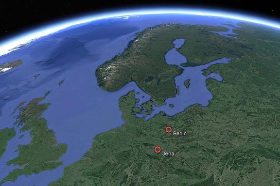 Google Earth View on Jena and Berlin